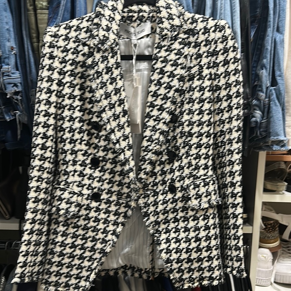 Veronica beard miller Dickey Black and White Houndstooth Jacket 0